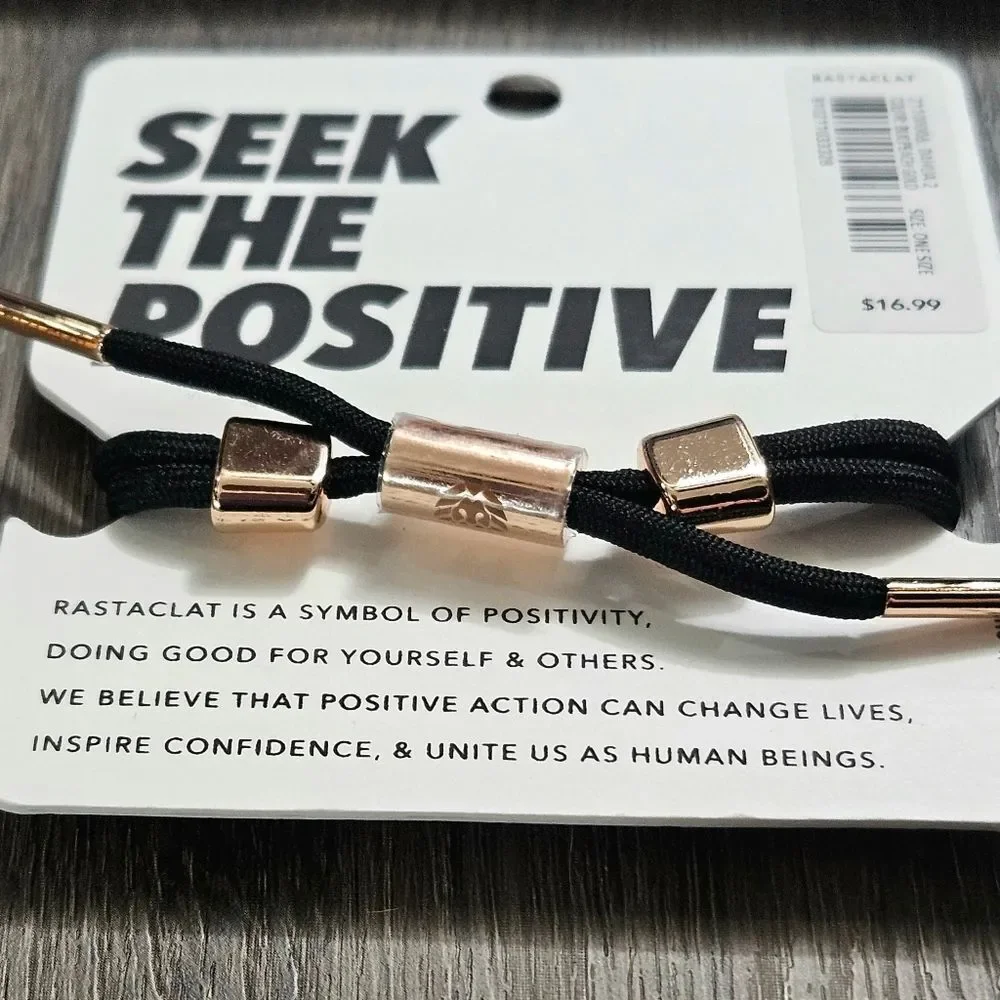 RASTACLAT DAHLIA 2 positive vibes black & peach gold adjustable knot bracelet - Picture 9 of 9